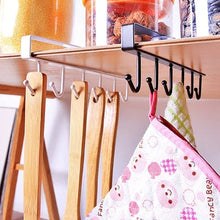 Load image into Gallery viewer, Kitchen Cabinet Under Shelf 6 Hooks Cup Mug Holder Kitchen Iron Hanging Storage Rack Cupboard Organizer Hooks Bedroom Wardrobe