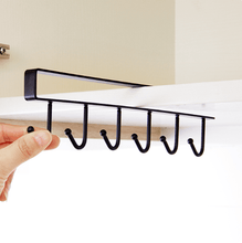 Load image into Gallery viewer, Kitchen Cabinet Under Shelf 6 Hooks Cup Mug Holder Kitchen Iron Hanging Storage Rack Cupboard Organizer Hooks Bedroom Wardrobe