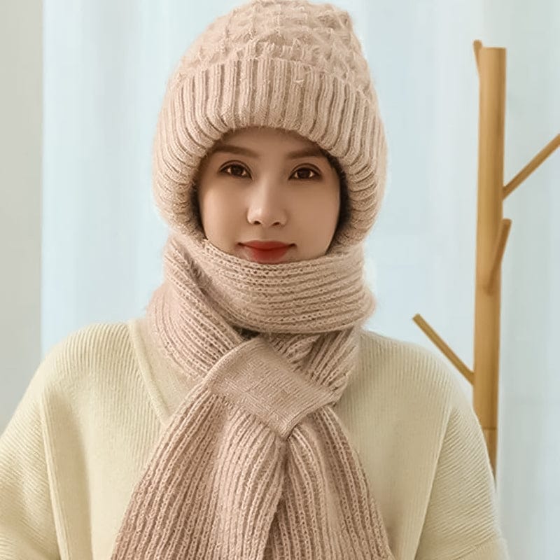 Chapeau-écharpe et d'hiver doublé pour femmes Intégré