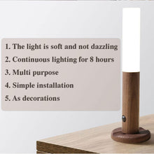 Load image into Gallery viewer, Auto LED USB Magnetic Wood Wireless Night Light Corridors Porch Lights PIR Motion Sensor Wall Light Cabinet Lamp
