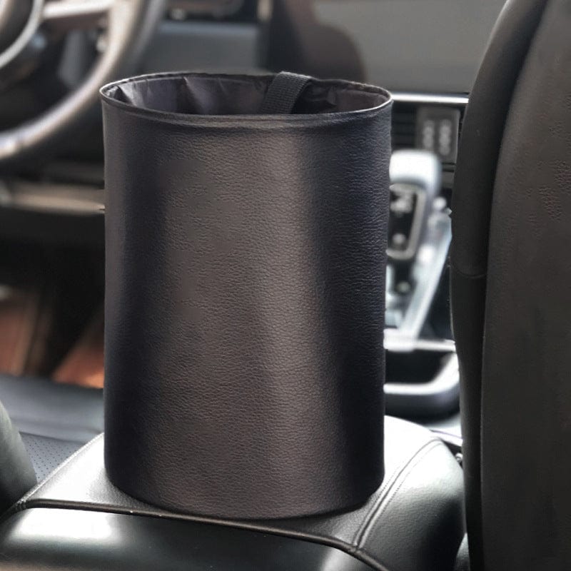 Multifunctional leather car trash can 
